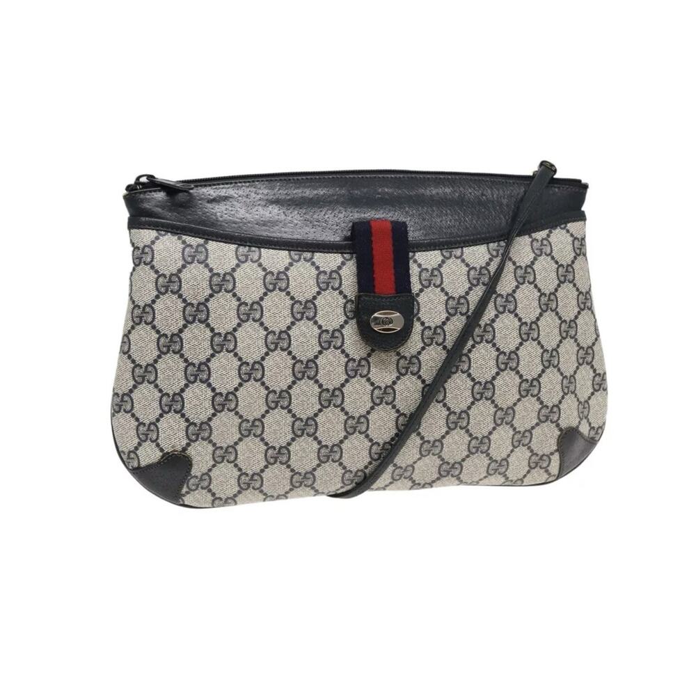 ❌sold❌ GUCCI GG Supreme Sherry Line Shoulder Bag PVC Navy Red